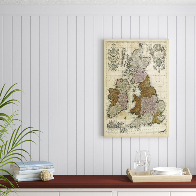 Map of England, Scotland & Ireland - Wrapped Canvas Graphic Art, 91cm H x 61cm W, Wrapped Canvas