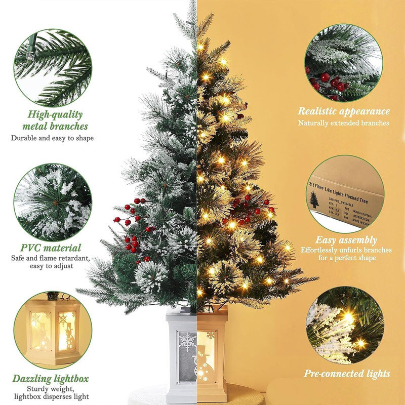 3' H Lighted Artificial Christmas Tree