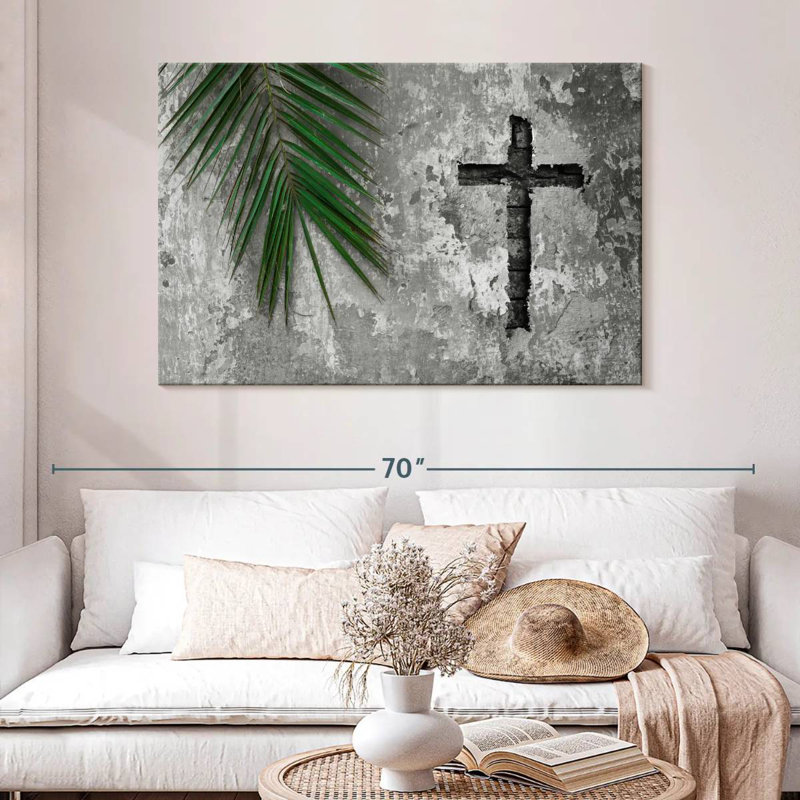 Adella Grunge Cross, 32" H x 48" W