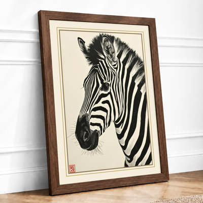 Zebra Study Japandi - Framed Print