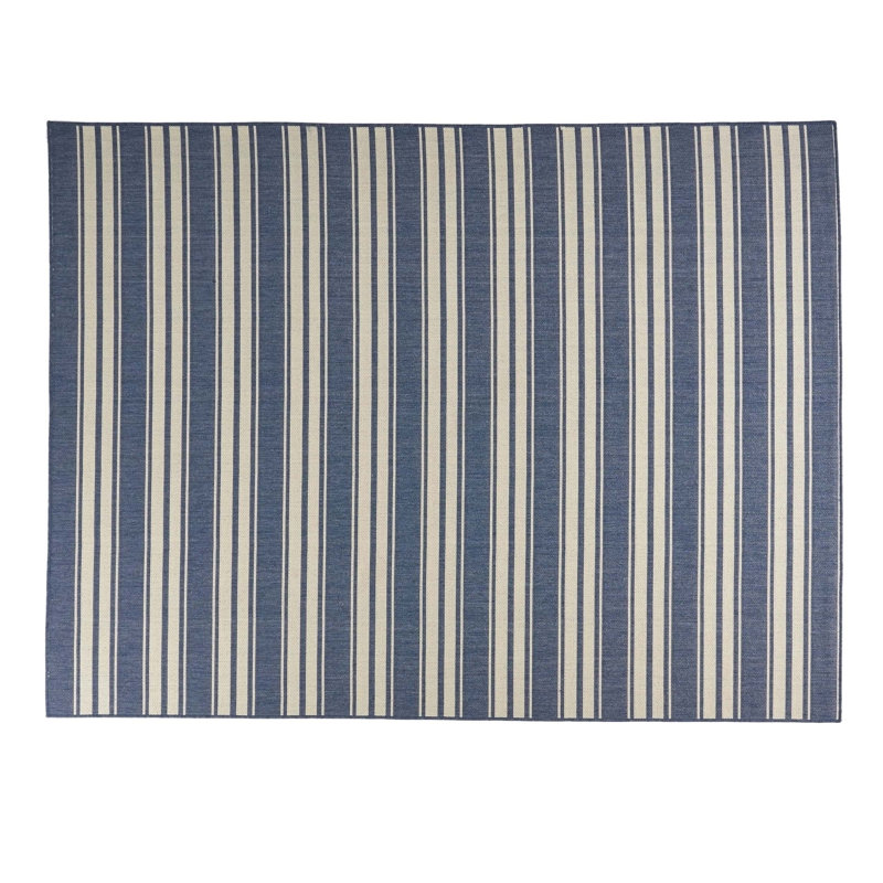 Blue Rectangle Polypropylene 7'10"x10' Rug