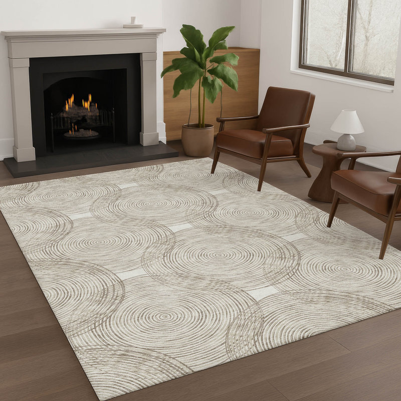 Machine Washable Indoor/Outdoor Chantille ACN2534 Geometric Rug, Rectangle 3' x 5', Ivory