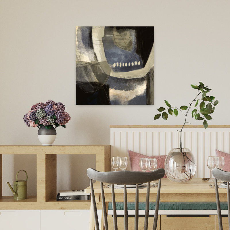 Asphalte, fleur 2, art contemporain abstrait, H 18 po x l 18 po