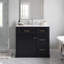 Meuble-lavabo autoportant de 91 cm (36 po) avec lavabo simple, noir, comptoir en céramique et porte d'armoire à fermeture amortie.-134198199