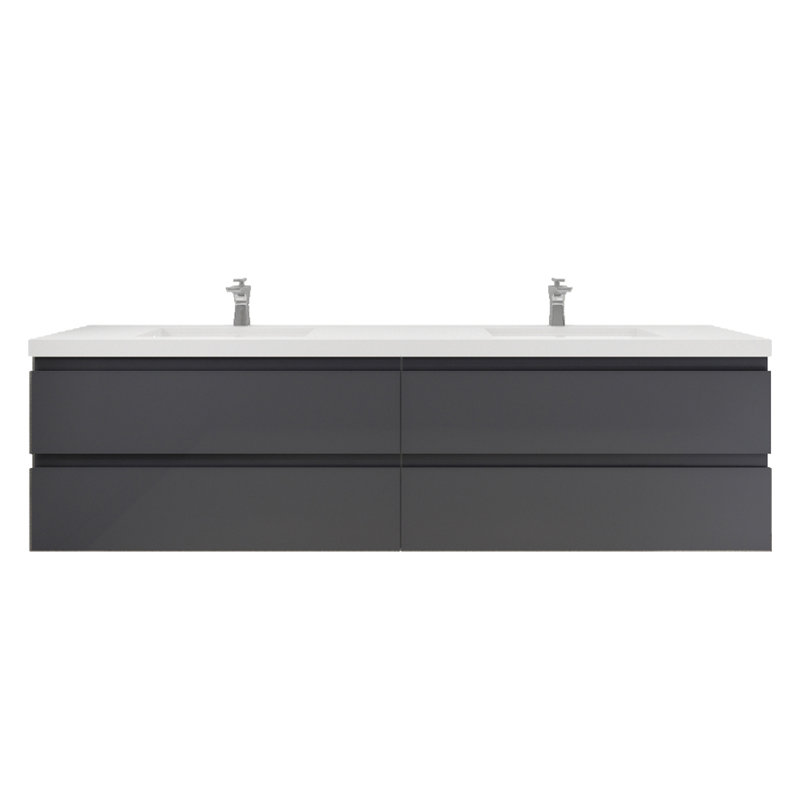 Amahia Double Bathroom Vanity with Acrylic Top, Hight Gloss Gray