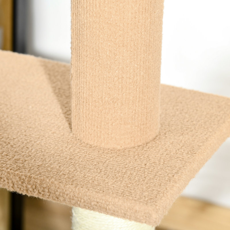 Cat Tree Reaching 8.5 Feet, Four Jump Platforms, Soft Texture, And Secure Ceiling Attachment