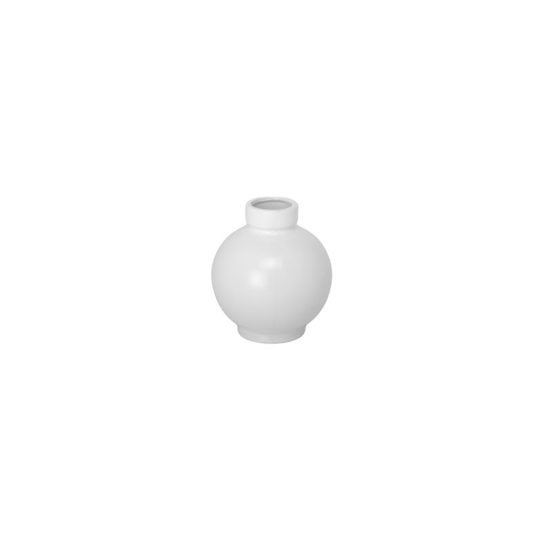 Vase en céramique blanc mat, 6.25" H x 4.75" W x 4.75" D