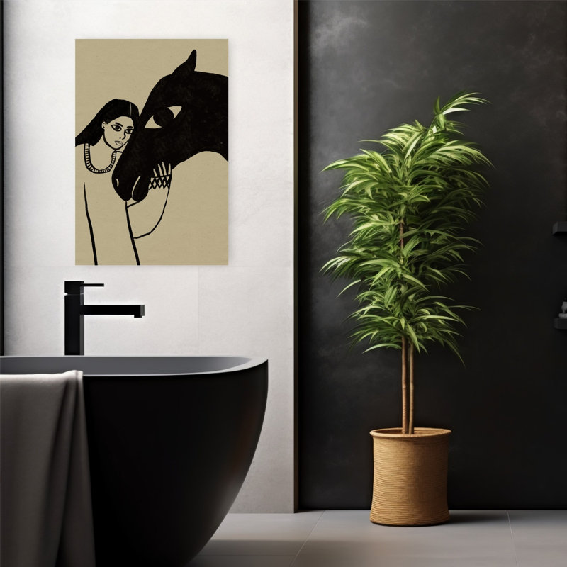 «Serene Woman Horse Bond», art serein minimaliste serein