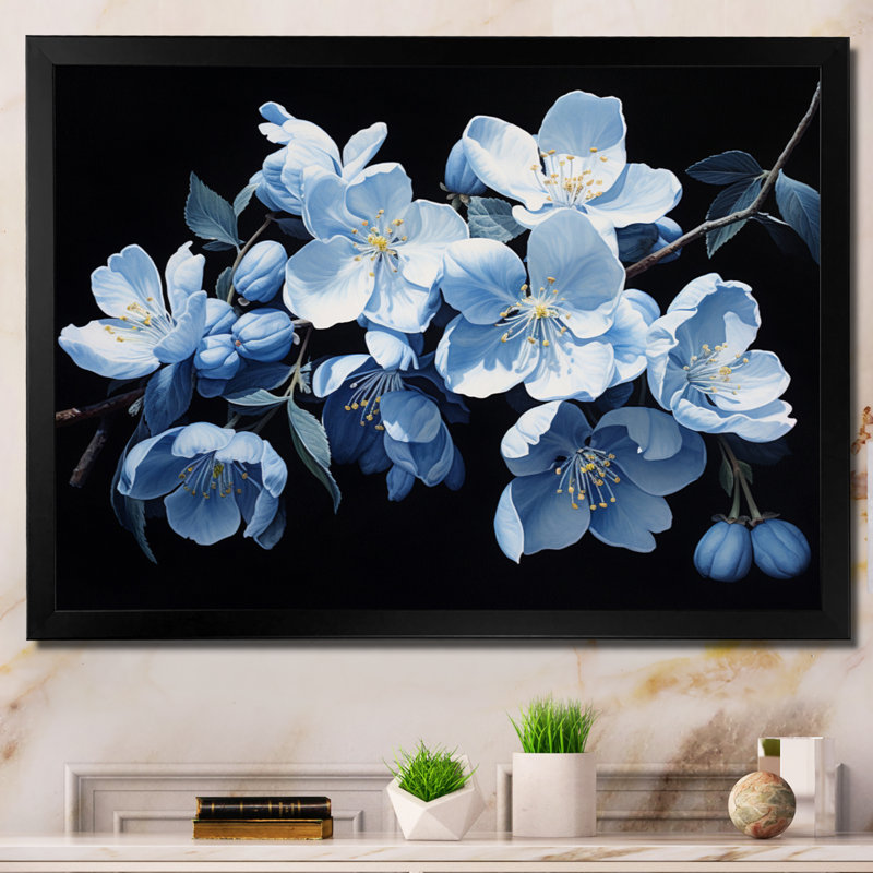 Fleur de pommier monochromatique élégance IV, reproduction sur toile, H 34 po x l 44 po x P 1,5 po, Cadre photo noir