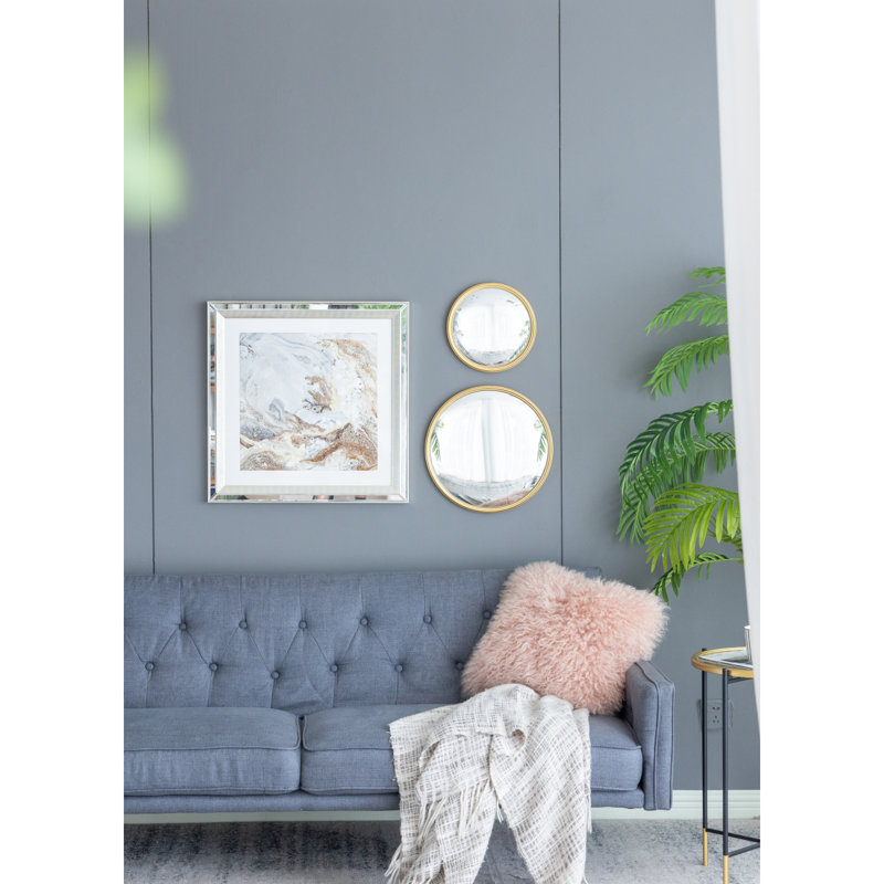 D15 "Miroir rond doré, miroir circulaire avec cadre en fer pour le couloir d'entrée du meuble, 15 po x 15 po