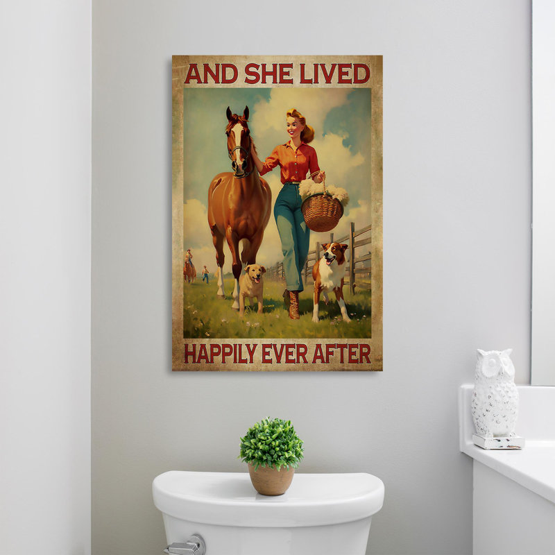 «Horse Dog and She Lived Happily», impression sur toile tendue, L 24 po x H 36 po