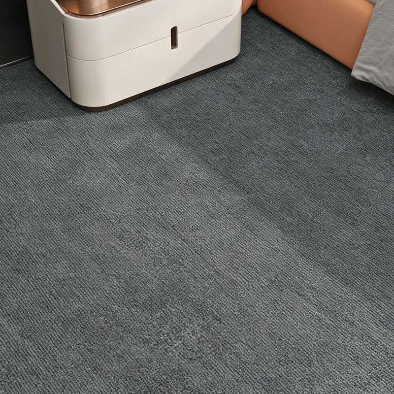 60cm W x 200cm L Level Cut And Loop Adhesive Polyester Carpet Tile, Dark Grey