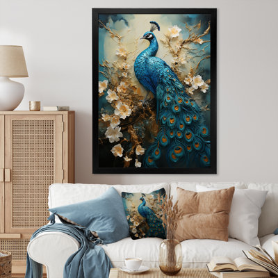 Illustration encaustique de paon d'Yvens II - paon, art mural