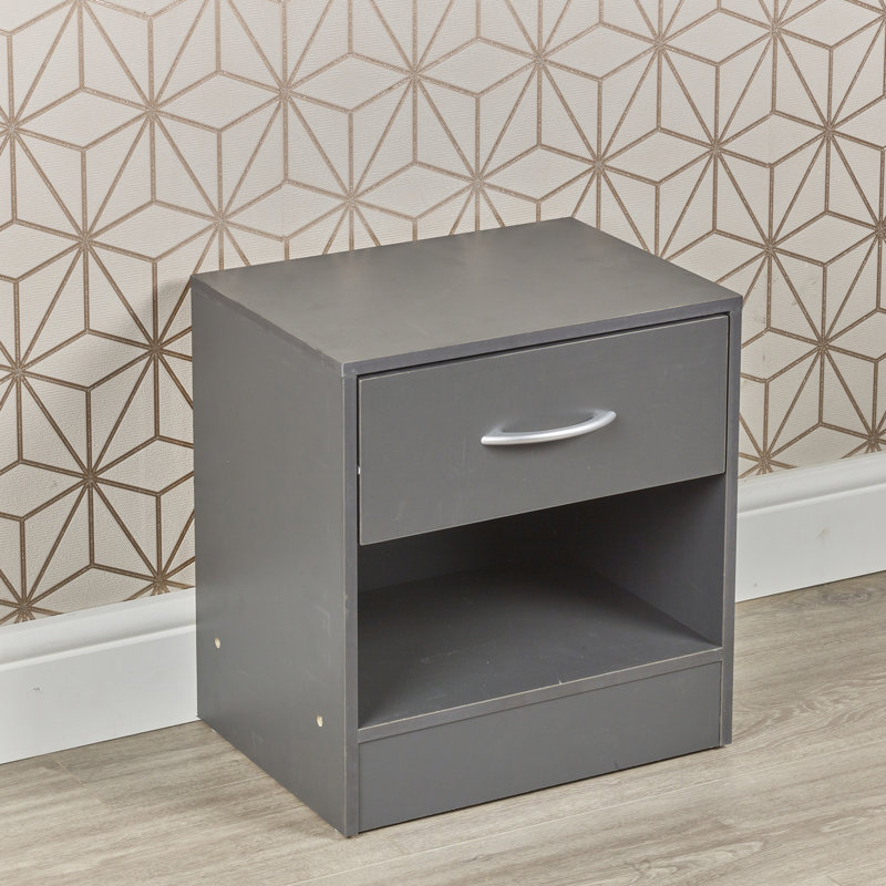 Antona 39 cm W Bedside Table, Dark Grey