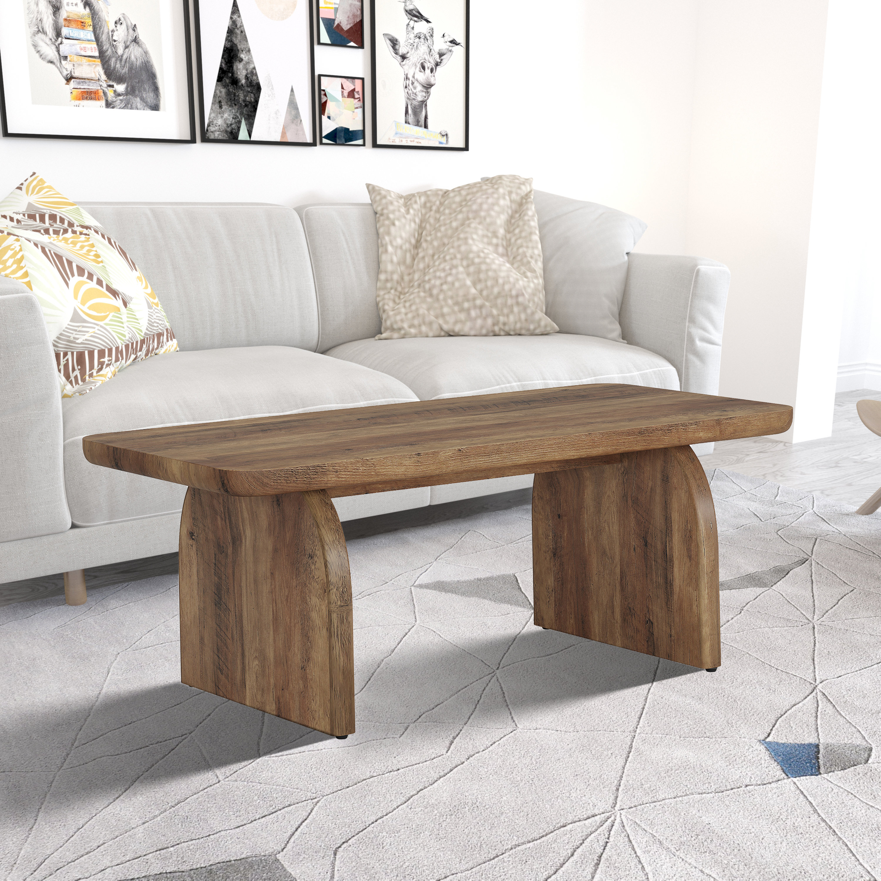 Millwood Pines 47'' Rectangular Wood Coffee Table With Rounded Corners ...