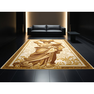 Tapis moelleux doux et moelleux en damas beige classique Luyster