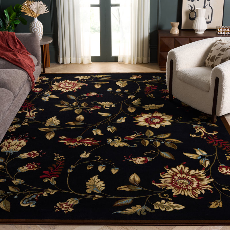 Tapis à motif floral Carolane, Rectangle 8 pi x 11 pi