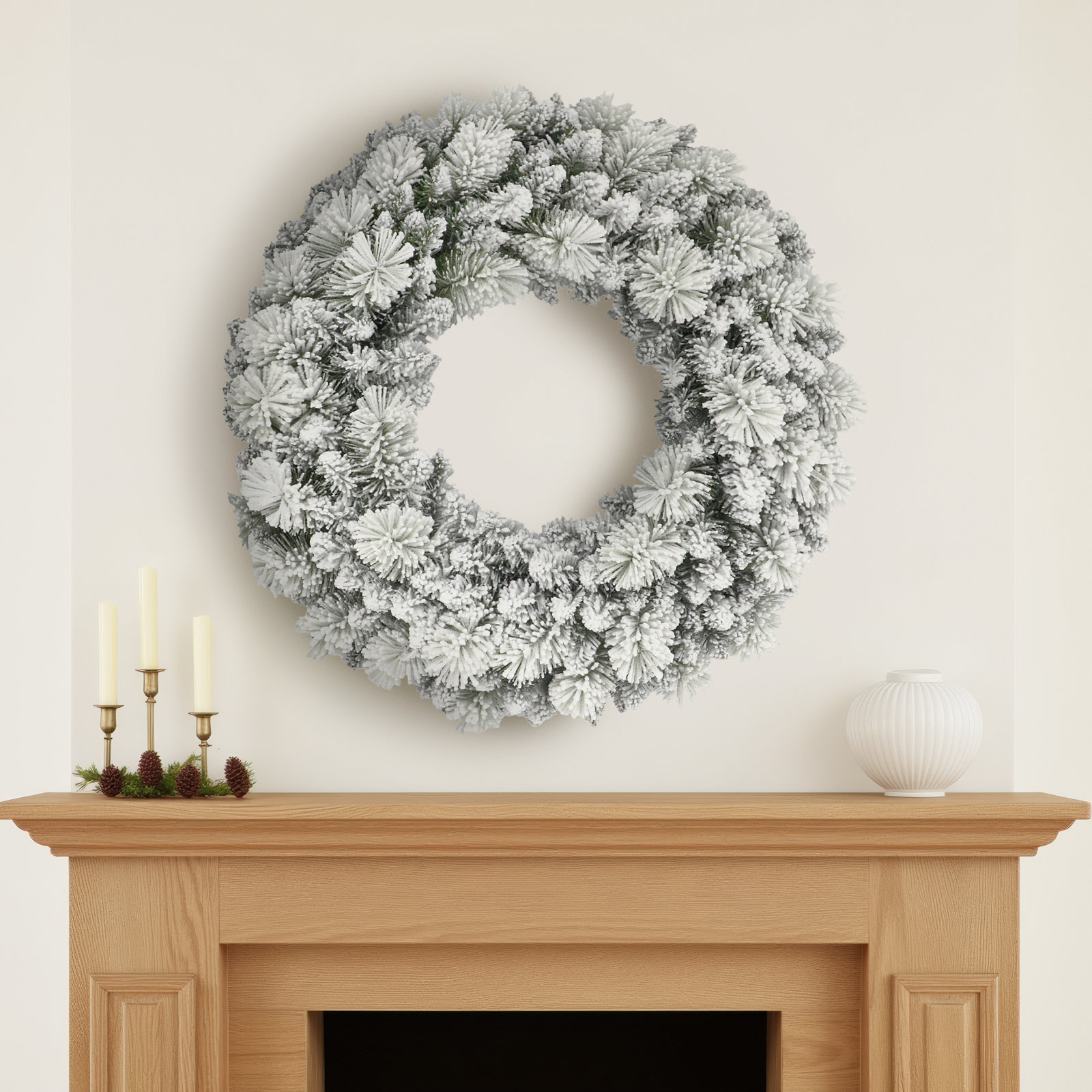 32'' Faux Pine Lighted Wreath