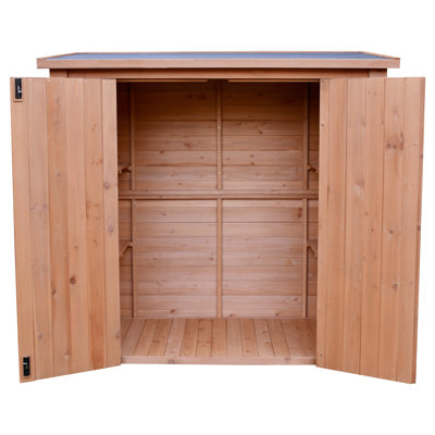 Cedar Wooden Heavy Duty Lean-To Storage Shed With Double Doors