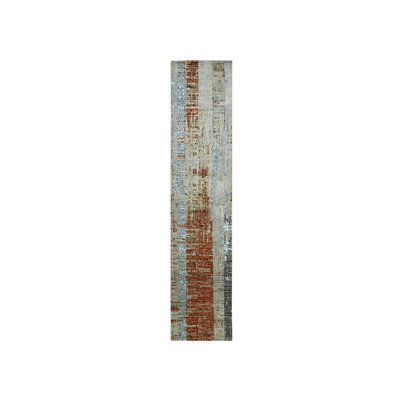 Tapis de couloir oriental en laine noué à la main orange 2 pi 7 po x 11 pi 10 po - MOA10283169