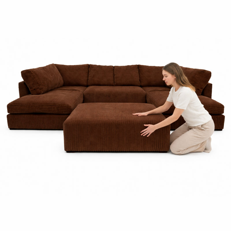 7 Seater Corduroy Sofa Bed, Chocolate
