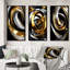 Liquid Gold Black And White Swirling Dimension I - Abstract Spirals Art Set Of 3 Pieces-720695670-720695666