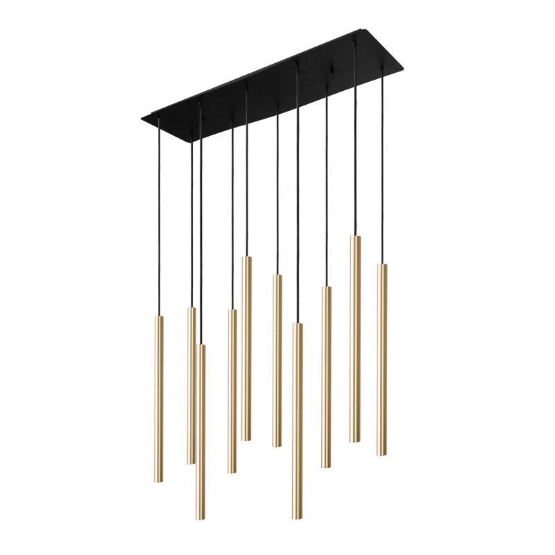 Goode 10 - Light Kitchen Island Chandelier, Brass, 132cm H x 78cm W x 20cm D, Black