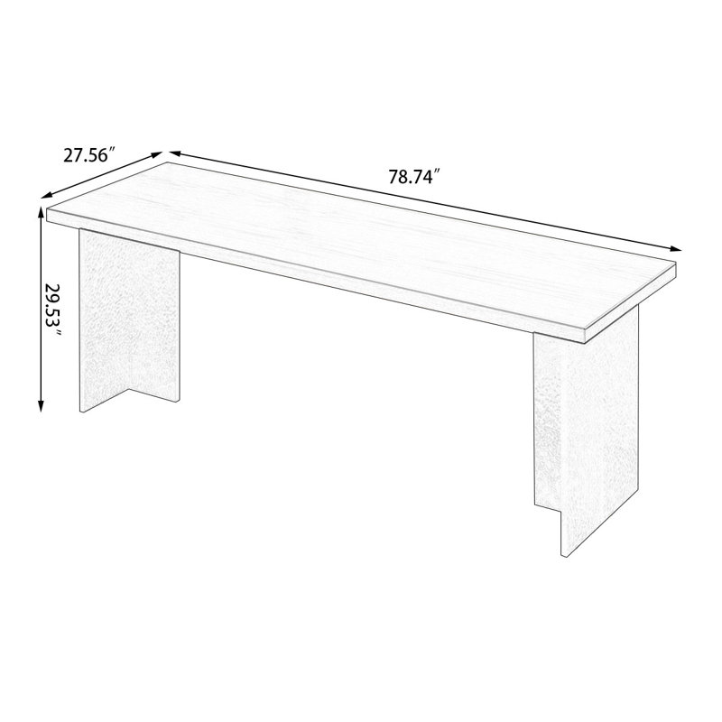Bureaux rectangulaires bruns en bois massif, H 29,53 po x l 78,74 po x P 27,56 po