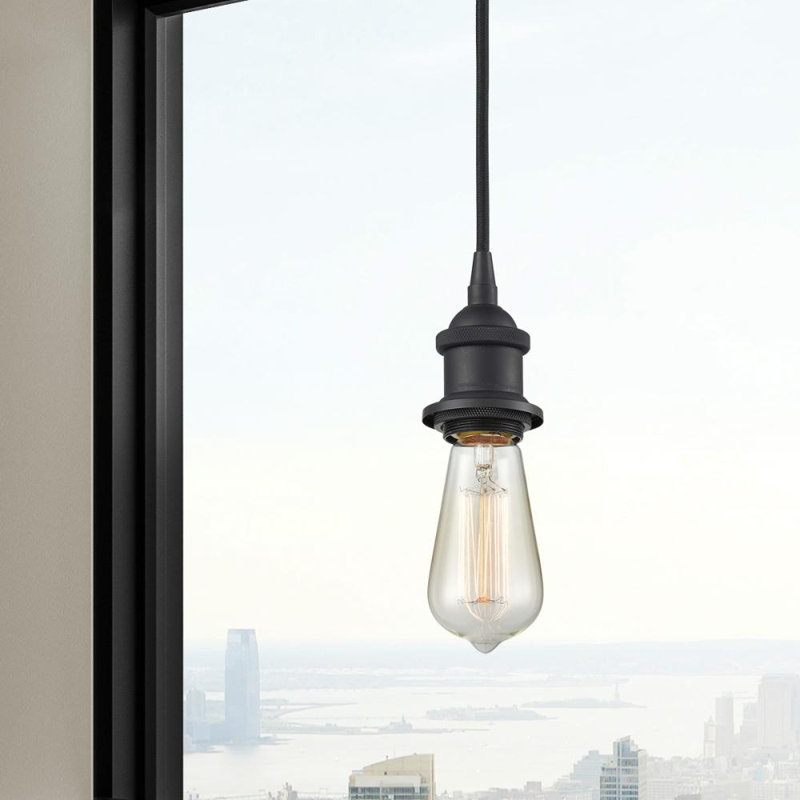 Luminaire suspendu simple 1 lumière, Noir mat, H 2,75 po x l 4,5 po x P 2,5 po, Ampoule DEL 6 watts Vinage