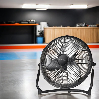 3-Speed High-Velocity Industrial Heavy Duty Metal Floor Fan In Black With Tilting Head For Outdoor/Indoor Use