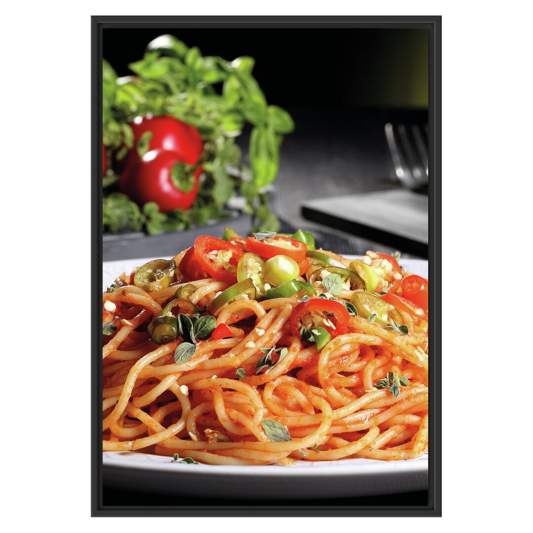 Gerahmtes Wandbild Leckere Spaghetti Italia