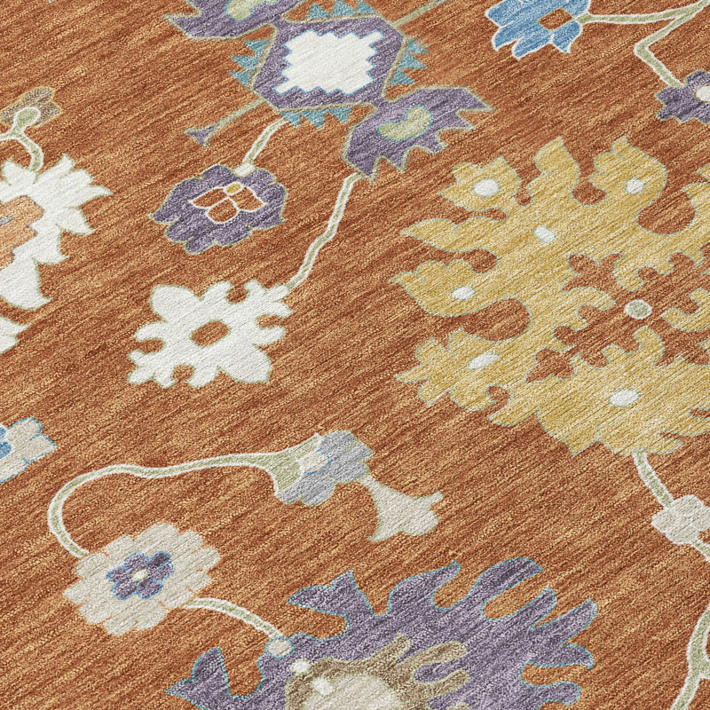Machine Washable Indoor/Outdoor Chantille ACN2532 Traditional Rug, Paprika, Rectangle 5' x 7'6"