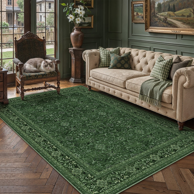 Tapis oriental lavable à la machine Isla avec envers antidérapant, 0.28", Rectangle 6 pi x 9 pi