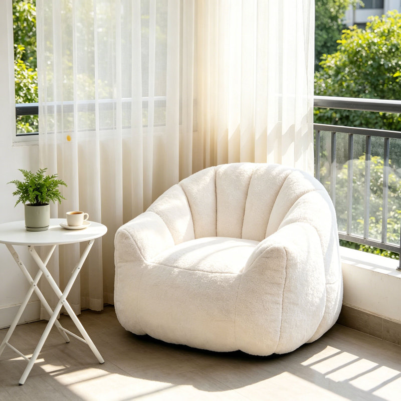 Pouf en mousse haute densité, canapé relax en fausse fourrure avec accoudoirs pour adultes, pour salon ou chambre à coucher