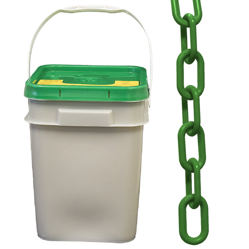 Chaîne de sécurité en plastique dans un seau, Vert, H 2,9 po x l 840 po x P 0,36 po
