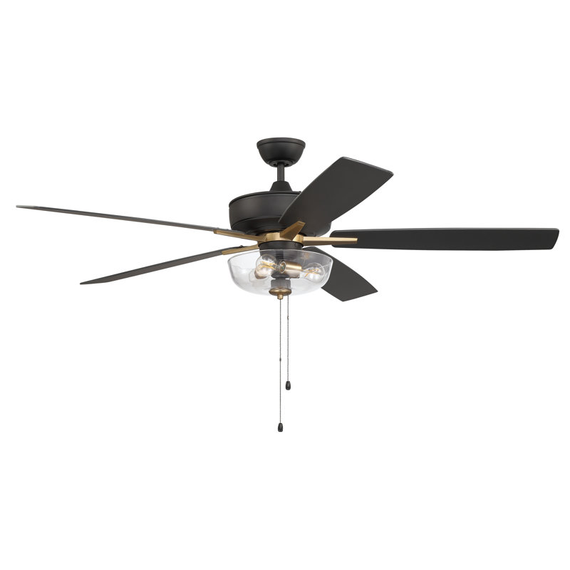 Mullaghboy 60'' Ceiling Fan with LED Lights, Flat Black/Satin Brass