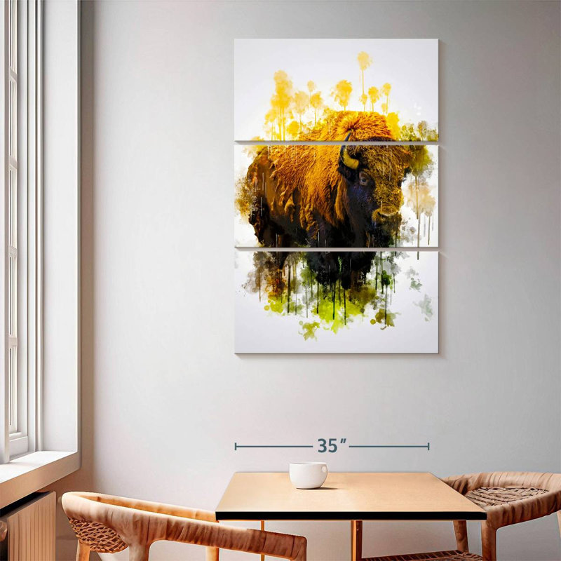 Brampt Colored Bison, 65" H x 42" W