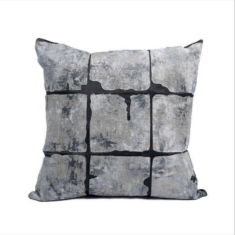 Coussin 100% coton patchwork Karlin, argent