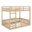 Lit superposé en bois double avec lit double et échelle de sécurité-1839586813