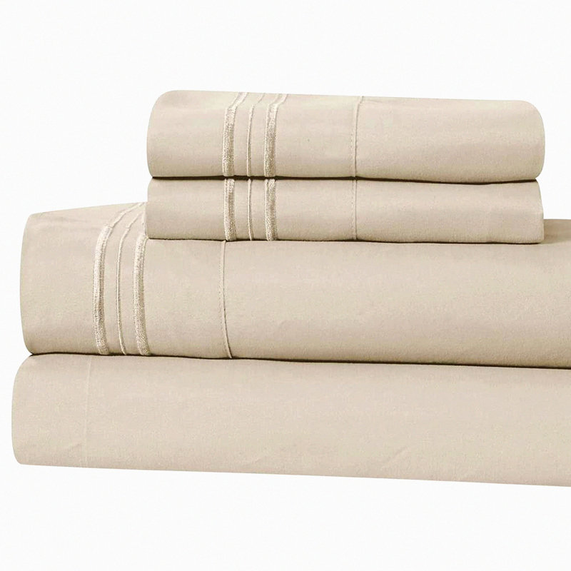 Luxury Soft Sheet Set - 100% Brushed Microfiber Bedding with Pillowcases - 4 Piece Sheets for Deep Mattresses - Sheets, Ivory