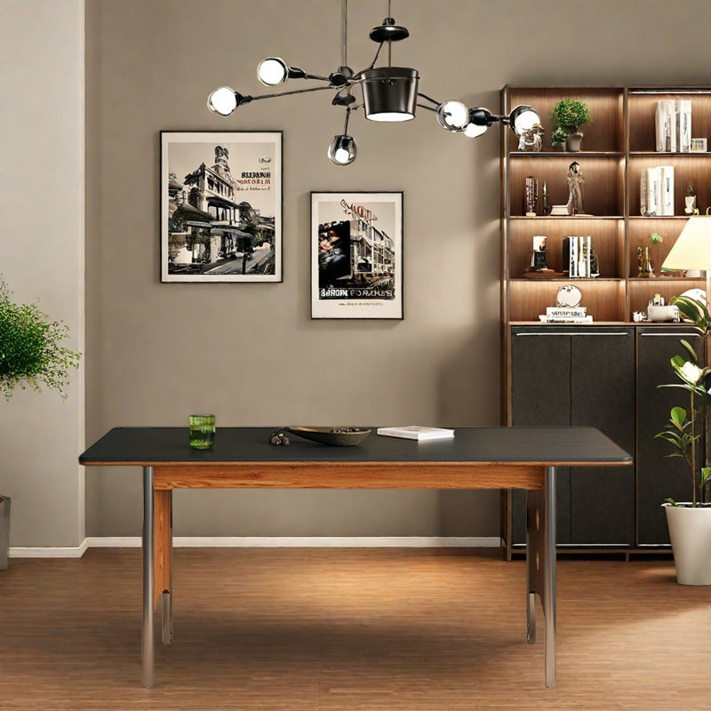 Retro-style rectangular stainless steel table, 29.52"H x 70.86"L x 35.43"W