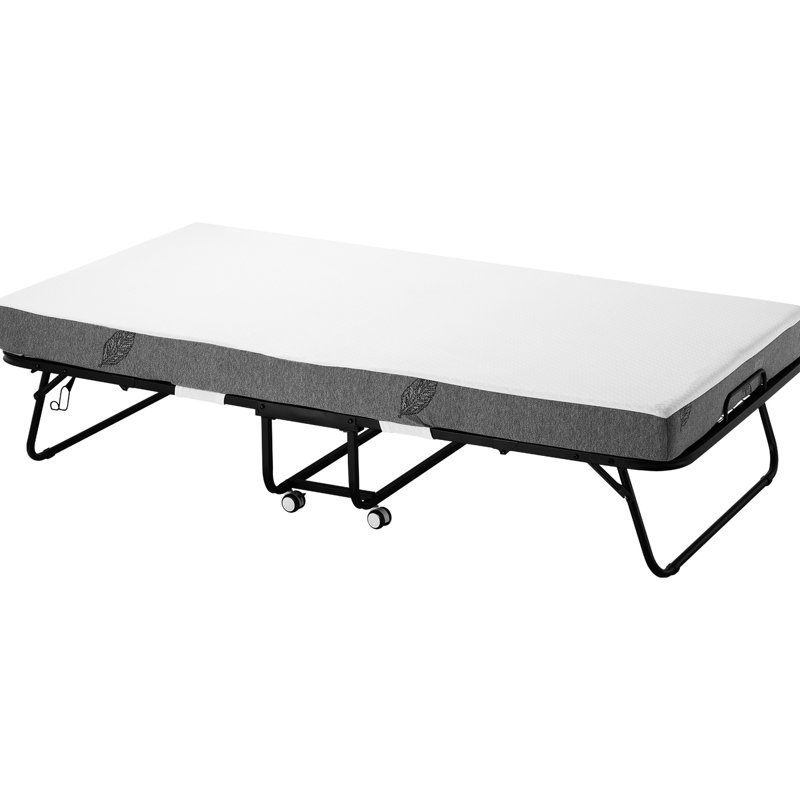 Lit pliant portatif 38 po x 38 po avec 5 matelas, simple pour adultes, structure en mousse souple, facile à nettoyer