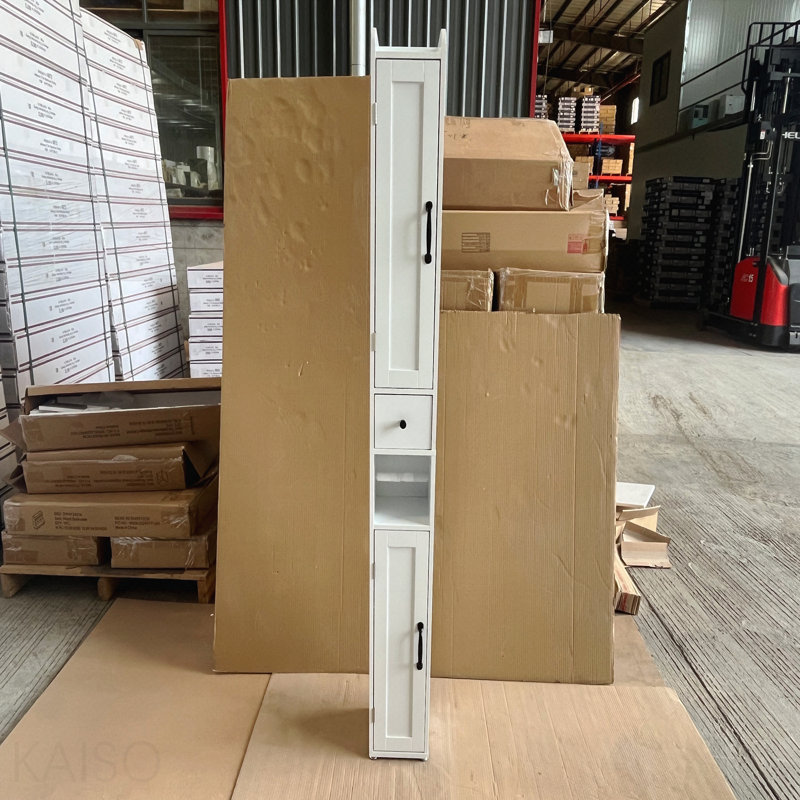 Armoire de rangement pour salle de bain de 67,51 po de hauteur avec tablettes réglables, armoire autoportante mince à 2 portes avec anti-basculement et compartiments ouverts