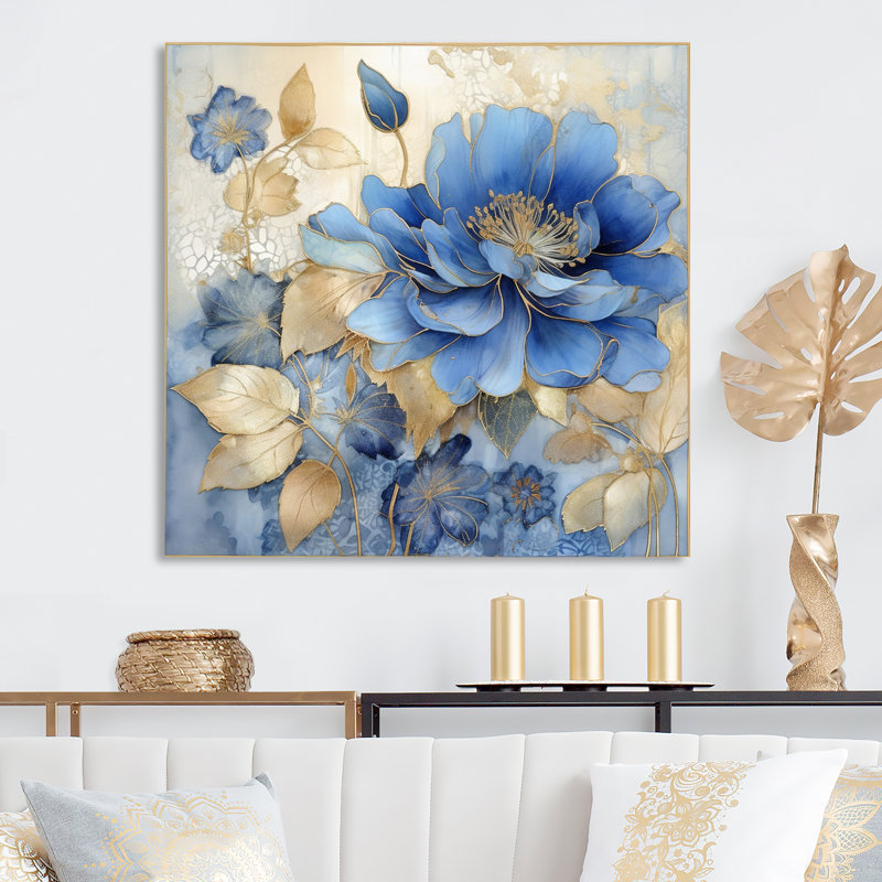 «Blooming Blue & White Chrysanthemum Flower I», reproduction sur toile, H 30 po x l 30 po x P 1 po, Toile tendue