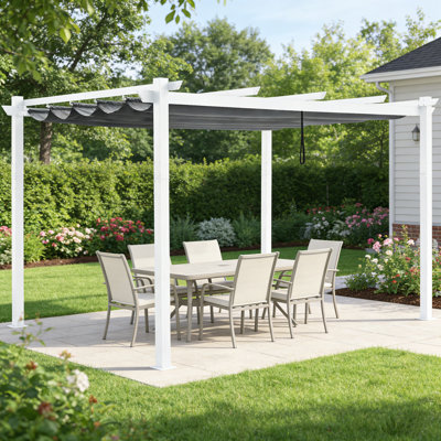 13 Ft. W X 10 Ft. D Aluminum Pergola with Canopy
