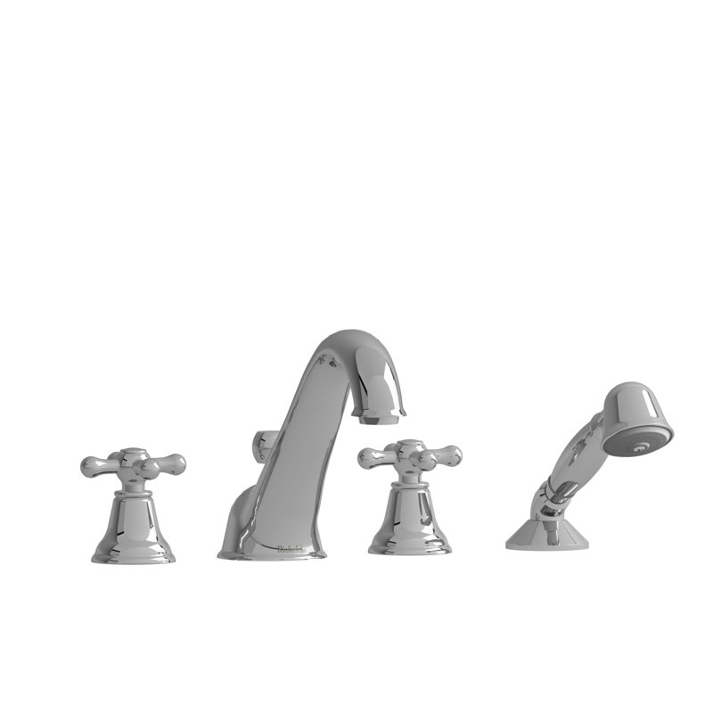 Robinet de baignoire à fixation sur plateau Classic ™ 4 trous, Chrome, Poignées croix