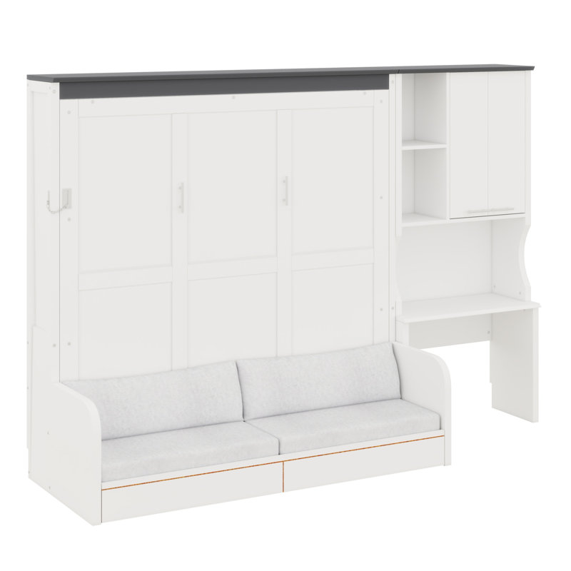 Lit escamotable peu encombrant avec canapé, bureau et armoire de rangement, conception pliable tout-en-un