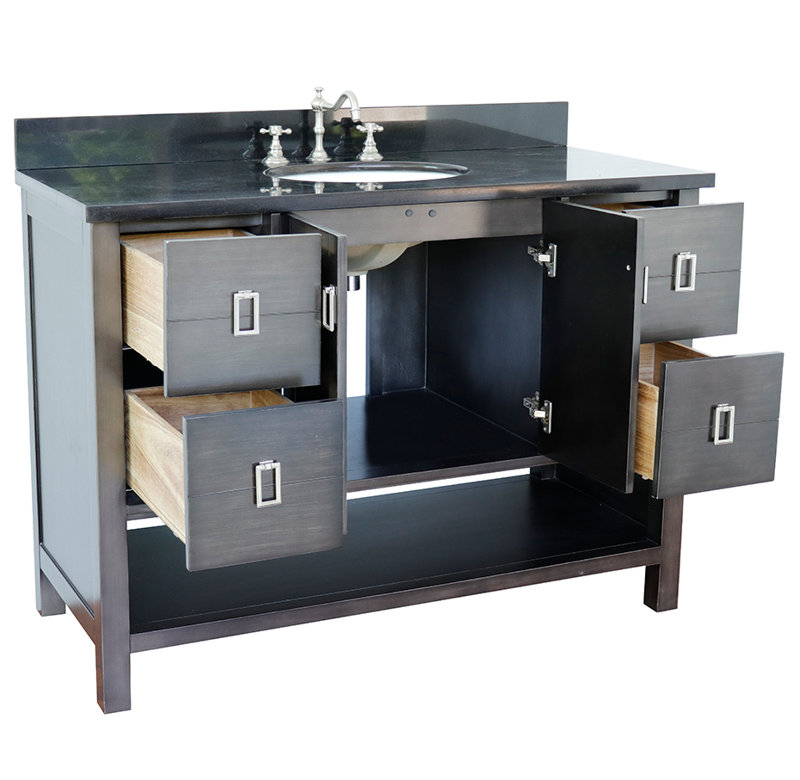 Ensemble de meuble-lavabo simple 49 po Wilhoit, Brun argenté / galaxie noire