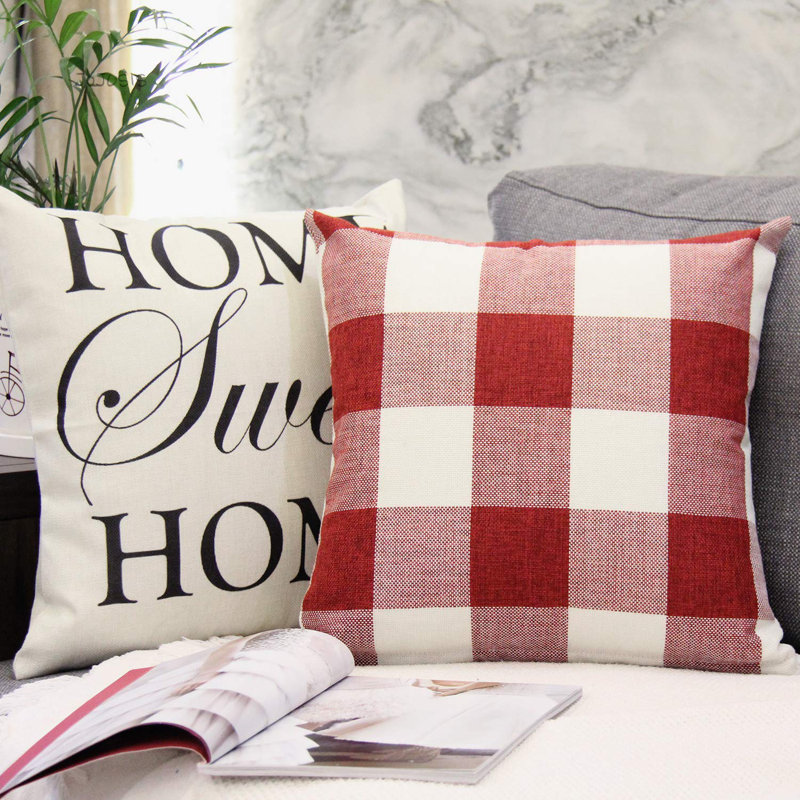 Holiday 2019 Buffalo Square Pillow Cover, Navy, 20" H x 20" W