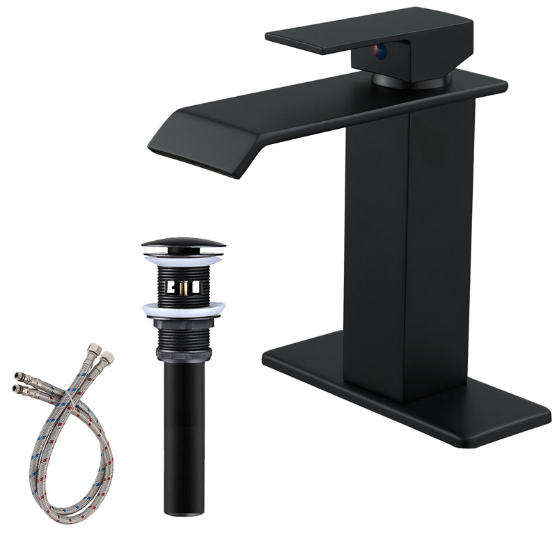 Single-Hole Single-handle Bathroom Faucet with Drain Assembly, Matte Black